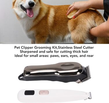 Набір для стрижки шерсті домашніх тварин 2-в-1 Fyearfly для котів та собак, безшумна машинка з LED-дисплеєм та 4 гребінцями