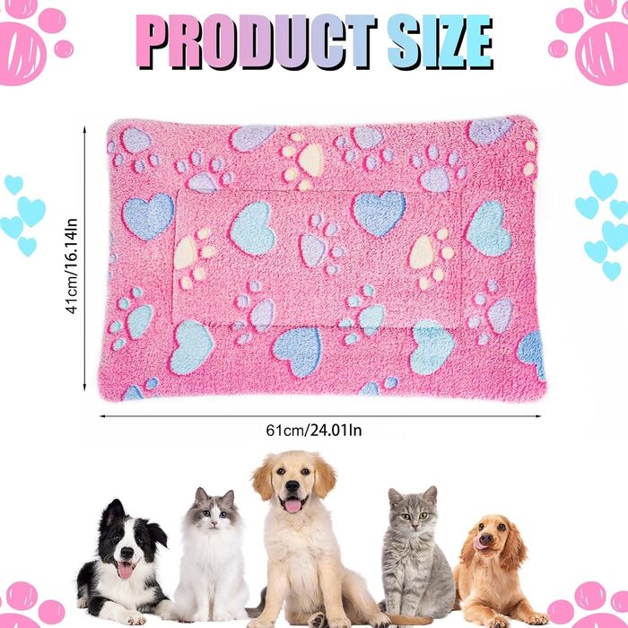 М'яке ліжко-матрац для собак та котів MICOOYO - килимок з флісу, 61x41 см, рожевий