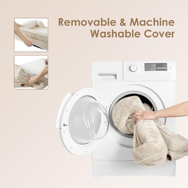 Ортопедичне ліжко для собак EHEYCIGA, 89x56 см, Memory Foam, для середніх та маленьких собак, вологостійке, з високим бортиком, бежеве