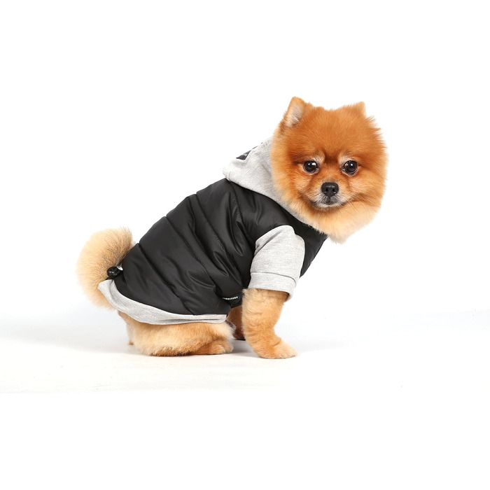 Зимовий теплий одяг для собак Doggy Dolly W109 - куртка з капюшоном, чорно-сіра, розмір XXL