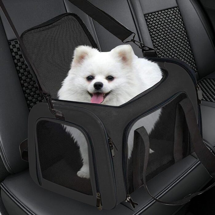 М'яка переноска для котів та собак, чорна | Переноска для тварин, дихаюча, складна, для подорожей