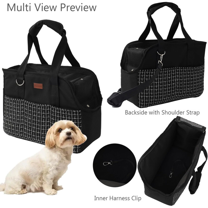 Сумка-переноска для собак та котів, велика, L 41x18x30 см, бежево-чорна