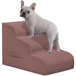 Сходинки для собак маленьких порід, 4-ступеневі, для ліжок та диванів, неслизькі, знімний чохол (рожевий)