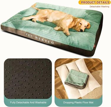 Килимок для собак Petcute великих та середніх порід, м'який, знімний, дихаючий, з неслизьким дном, зелений