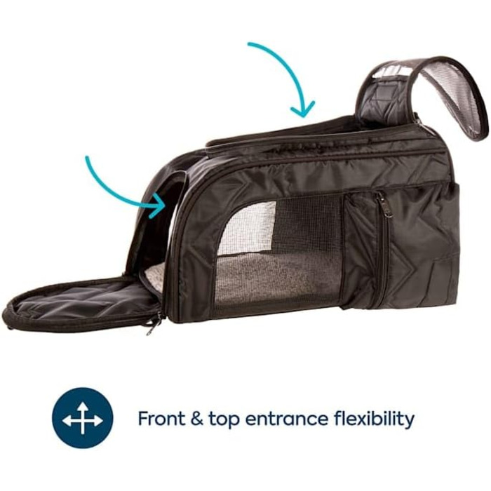 Транспортна сумка Sherpa Deluxe для собак та котів, розмір L, схвалена авіаперевізниками, чорна (27 x 27 x 43 см)