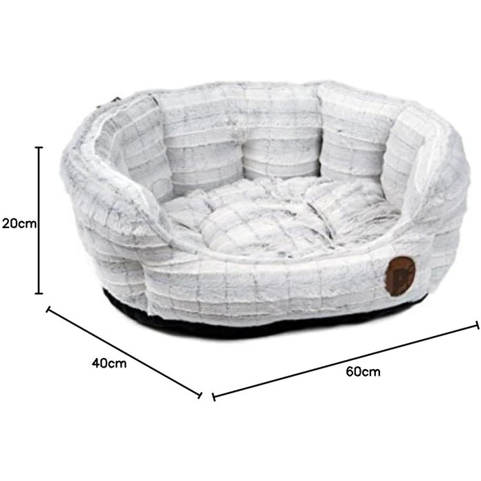 Крісло-лежанка для собак Petface, овальне, плюшеве, біле, розмір M (60x52x22 см)