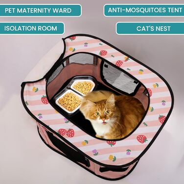 Зручний вольєр для тварин Belle Vous Pinker: для собак та котів, розкладний, дихаючий, знімний верх, для дому та вулиці