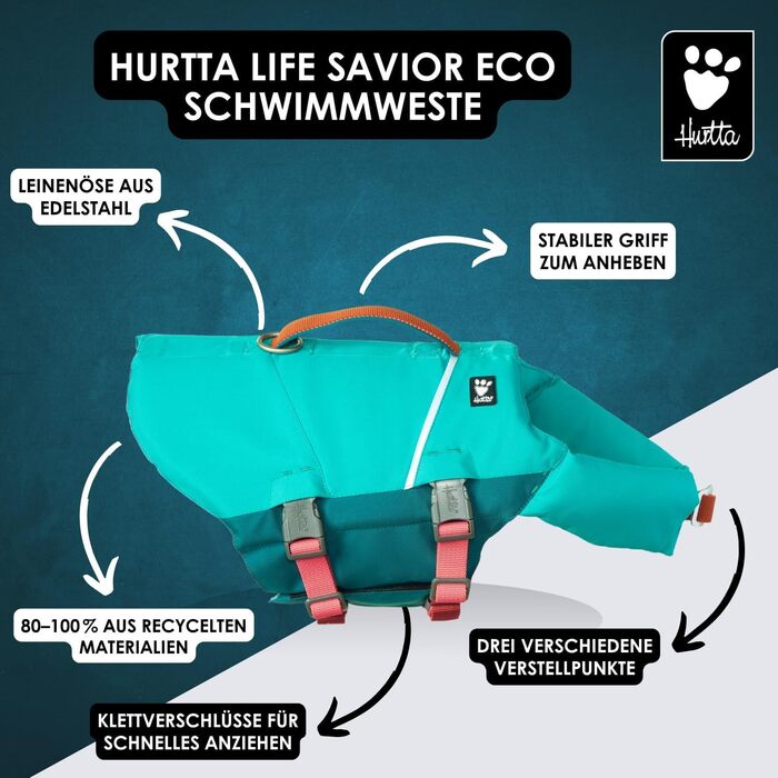 Жилет рятувальний для собак Hurtta Life Savior ECO, Buckthorn, 5-10 кг