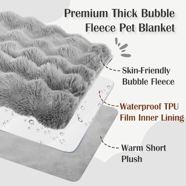 Водонепроникний коврик для собак Nobleza, теплий флісовий коврик для котів, 120 x 100 см, двосторонній, можна прати в машині, для диванів та ліжок, сірий колір