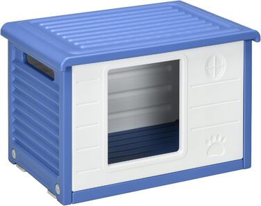 Будка для собак PawHut, пластикова, для вулиці, 60x42x40 см, блакитно-біла