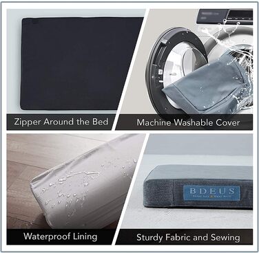 Ортопедичне лежанка для собак з гелевим шаром, водонепроникна, для великих та малих собак, знімний чохол, XL рожева