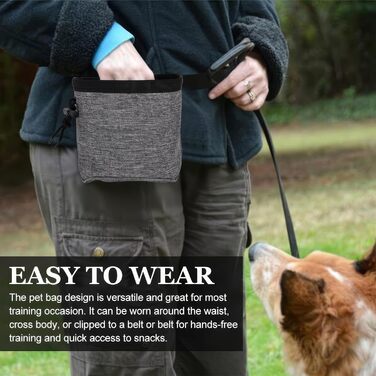 Сумка для корму для собак, сумка для тренувань, сумка для ласощів для собак, багатофункціональна сумка для корму з диспенсером для пакетів для вигулу (сіра)