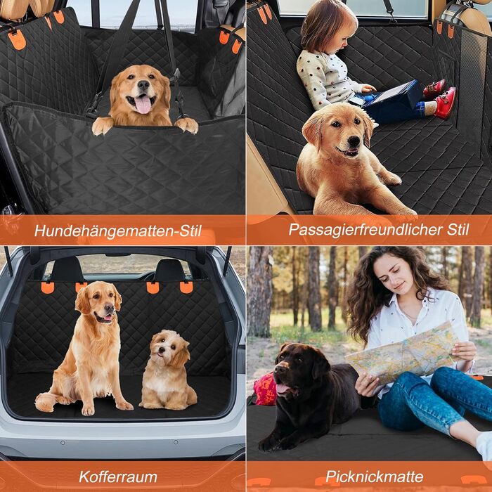 Захисна підстилка для собак у машину, водонепроникна, антикіготок, для заднього сидіння, з кріпленням на ремені безпеки, сумісна з більшістю авто, SUV та пікапами