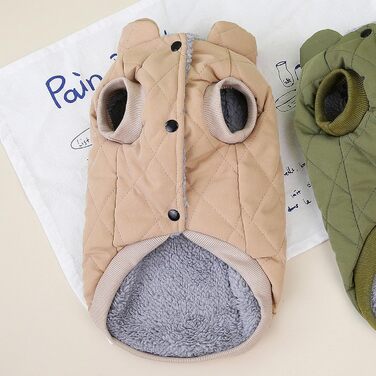 Зунеа - тепла куртка для собак маленьких та середніх порід, коргі, з кільцем D, флісова підкладка, зимова, для холодної погоди, жилет, куртка, одяг для цуценят, м'яка, для хлопчиків, такса, зелена (XXL, хакі)