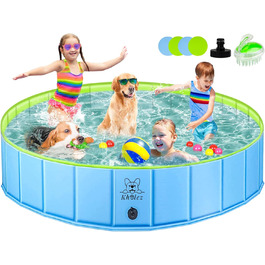 Басейн для собак KHOLEZ 120 x 30 см - складаний, портативний, з килимком та зливом