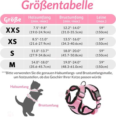 Шлейка для кота Rabbitgoo з повідком, м'яка шлейка для кота, шлейка-жилет для кота, безпечна та регульована, рожева, XS (1 шт.)