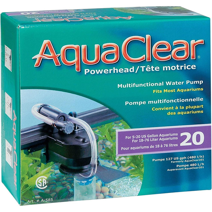 AquaClear Powerhead 20 – універсальна помпа для акваріумів 18–76 л, 4,5 Вт, для донного, швидкого та біофільтра, циркуляційна