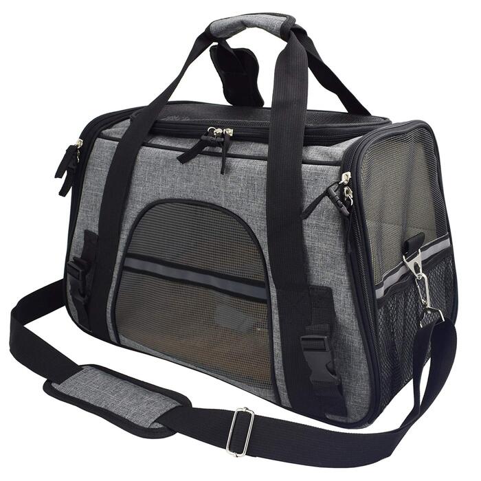 Складана переноска для собак та котів PJDDP, чорна. З плечовим ременем та м'якою підстилкою