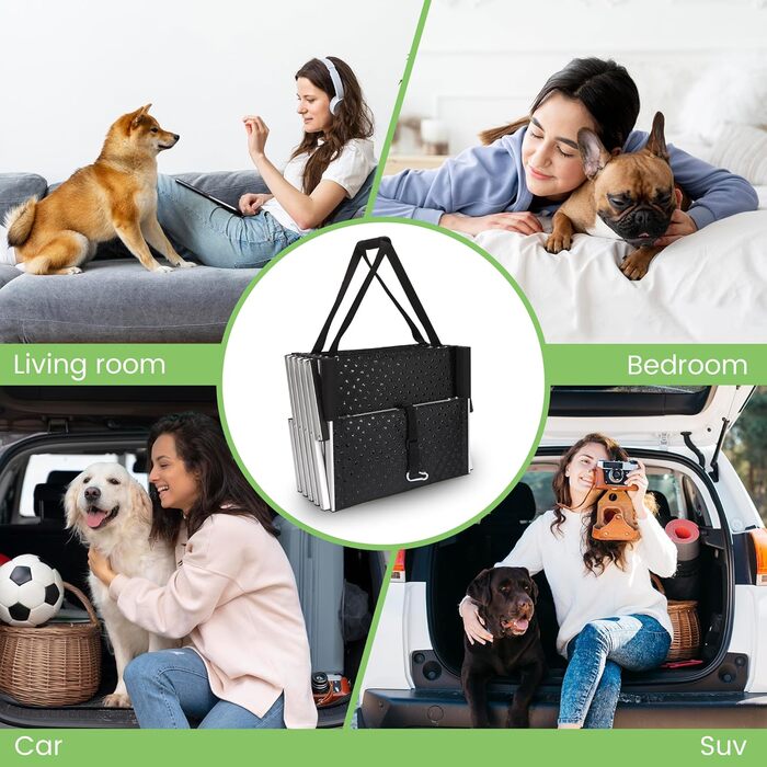 Сходинки для собак Robuster з 6-шарового алюмінію з тканини 1680D PVC – протиковзкі, легкі та портативні – ідеально підходять для авто, SUV, вантажівок – Чорний (106 x 80 x 43 см)