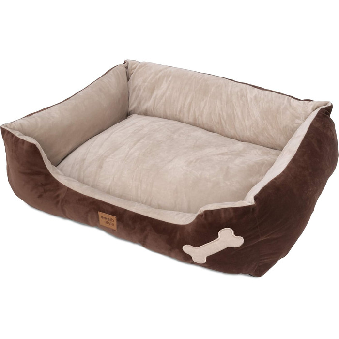 Крісло-лежанка для собак Buddy, лежанка-кошик, собаче ліжко, місце для сну середніх собак, диван для собак, знімний чохол, M (85x70 см), коричневий