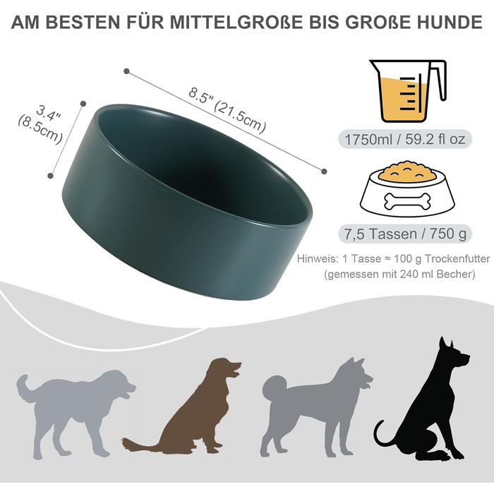 Керамічна миска для собак, годівниця для собак - миска для води для собак та котів, керамічна миска для корму та води, 15 см, білий колір