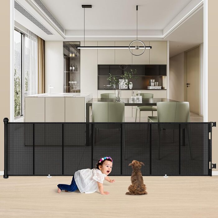 Захист для дверей MYPIN: розтяжне захисне ворота для собак, дітей, 0-140 см, чорний