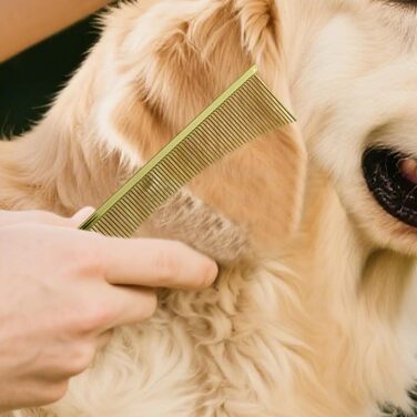 Гребінець для котів Flohkamm - догляд за шерстю, аксесуари для домашніх тварин. Підходить для собак, довгошерстих порід, цуценят. Золотий колір.