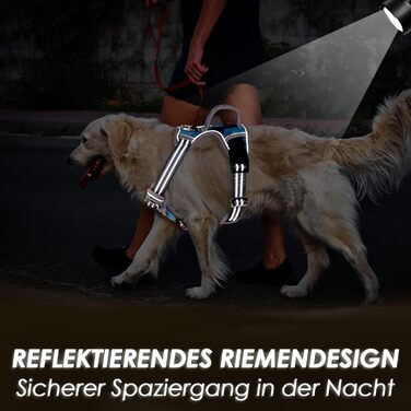 Нашийник для собак великих порід, шлейка з двома карабінами та зручною ручкою, регульована та світловідбиваюча, для щоденних тренувань (L), камуфляжний колір