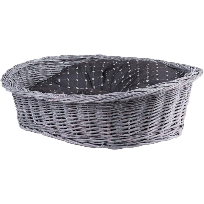 Корзина для собак та котів з плетеної лози, 80x60x26 см (Сірий/Чорний)