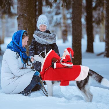 Костюм Санти для собак та котів, преміум-якість, червоний, для святкування Різдва. Розміри: S (обхват шиї 26-30 см, обхват грудей 33-47 см)
