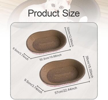 Котячий когтеточка з картону овальної форми, ігровий центр для котів, стильний лежак, 57x39x9.5 см