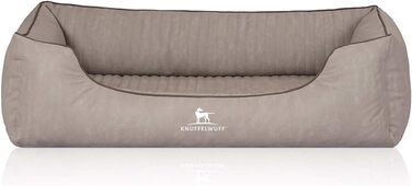 Ортопедичне собаче ліжко Knuffelwuff Tampa з лазерного тиснення з штучної шкіри XXL, 120 x 85 см (105 x 75 x 25 см), сірий колір