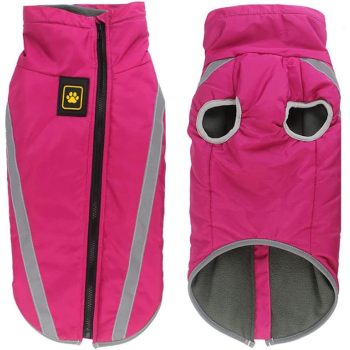 Водонепроникний зимовий теплий одяг для собак FeimaX з флісовою підкладкою. Тепла куртка для собак, цуценят, малих, середніх та великих порід. Рожевий колір, розмір XXL