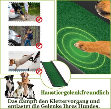 Рампа для собак, сходинки для тварин: пластикова рамка з штучним газоном, протиковзка, 156 x 40 см