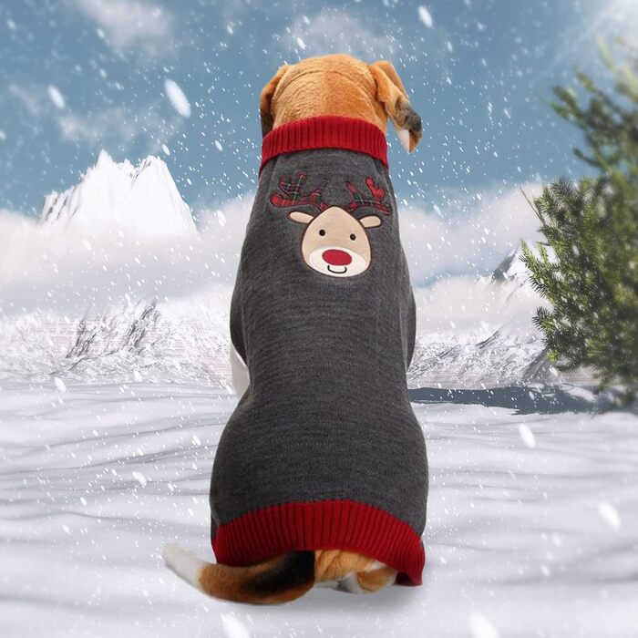Стильний новорічний светр для собак та котів з оленем (сірий, XXL)