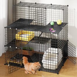 Велика металева клітка для котів YITAHOME з балконом, 3-рівнева, для дому, DIY котяче житло, вольєр для 1–3 котів, 106x71x106 см