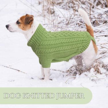 Пуловер для собак на Різдво - теплий собачий светр, маленькі породи, водолазка з отвором для повідка, різдвяний пуловер для чихуахуа, рейнхаунд, котів (S) S(Обхват грудей 40см, довжина спини 28см) (3XL(Обхват грудей 80см, довжина спини 60см), Трава, Зелен