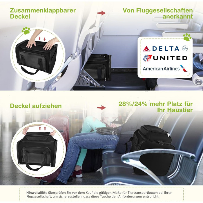 Транспортна сумка для кота/собаки TOFFCAEA, переноска для тварин, складана, чорна, 43 x 28 x 28 см