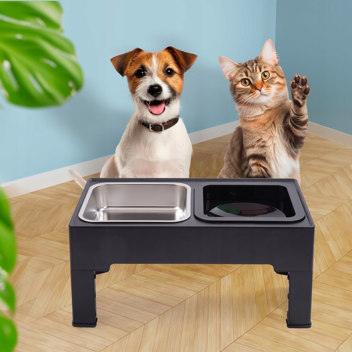 Набір з двох пластикових мисок Els Pet, чорні, 1,6 л