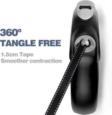 Рулетка для собак Fida 8м, чорна, до 50 кг, 2025