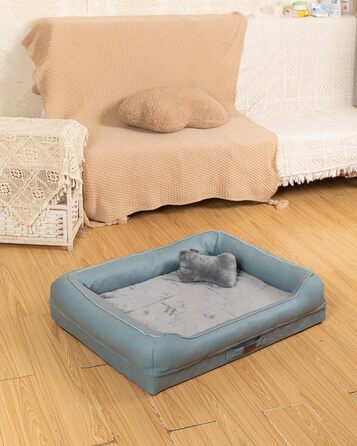 Лягушкове ліжко для собак Raikou з знімним подушкою, м'яке та миється – місце для сну, подушка для собак, собаче ліжко, килимок для собак - високоякісне ліжко для тварин для вашого вірного друга. (Блакитний, 80 * 60 * 7 см)