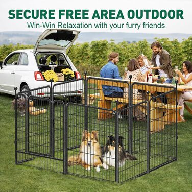 Металевий вольєр для собак на 8 панелей, 101,6 см, для великих, середніх та малих собак, з дверима, складаний, для вулиці