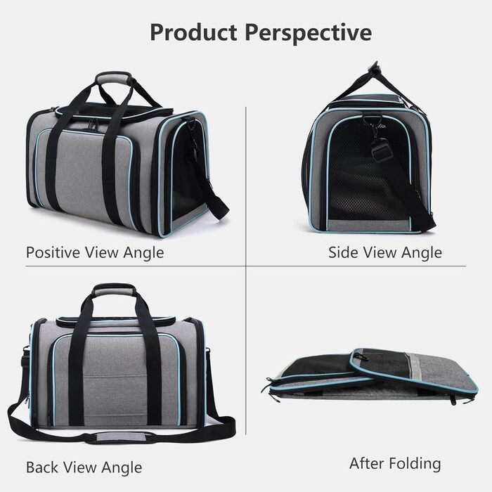 Транспортна сумка для котів та собак PETCUTE, складана переноска для тварин з підкладкою, шлейкою, дихаюча сумка для автопоїздок, чорно-помаранчевий колір