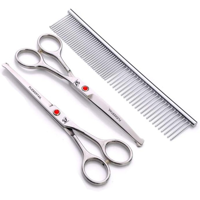 Набір професійних ножиць для грумінгу тварин, нержавіюча сталь, 6.0 дюймів, 6.5 дюймів, вигнуті ножиці, безпечні закруглені кінчики