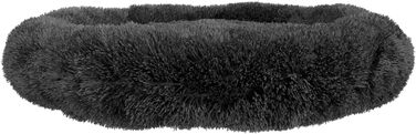 BENNO® Крісло-лежанка для собак BALU 70x70x16 см, у формі пончика, м'яке ліжко з поліестеру з поліпропіленовим наповнювачем, можна прати, неслизьке дно, з іграшкою-кісткою, антрацит