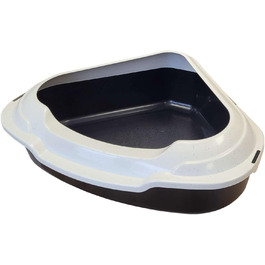 Торгівля котячий туалет кутовий XXL, модель Memphis, чорно-білий з бортиком