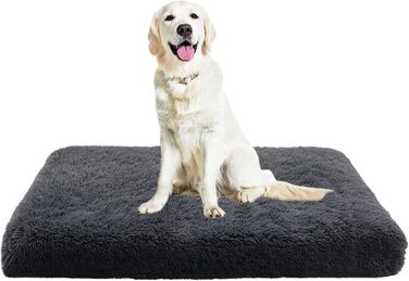М'яке ортопедичне ліжко для собак та котів, 75x50x7 см, темно-сірий колір. Підходить для великих та середніх собак, антиковзаюча, легко миється.