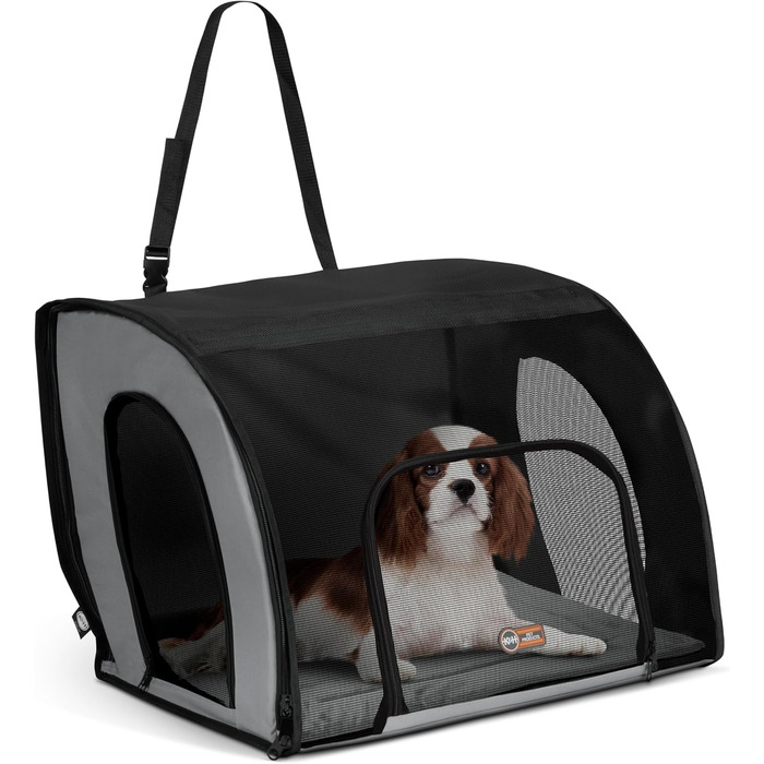 Закритий автомобільний сидіння-переноска для собак K&H Pet Products, безпечна дорожня сумка для домашніх тварин з м'якими стінками, багато входів, сітчасті вікна, знімний чохол, для подорожей