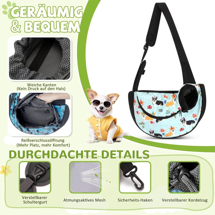 Сумка-переноска для собак та котів ALLSOPETS, блакитний Corgi, S, для подорожей та кемпінгу