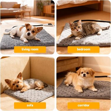 Кізочок для домашніх тварин - гріюча килимок для котів та собак з регулюванням температури та автоматичним вимкненням (60 x 90 см)